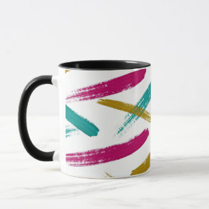 Vibrant Strokes,Teal, Magenta & Mustard pattern Mug