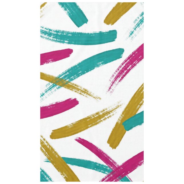 Vibrant Strokes,Teal, Magenta & Mustard pattern Tablecloth (Front)