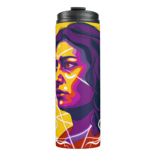 Vibrant Stylized Portrait with Abstract Elements Thermal Tumbler