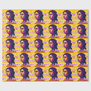 Vibrant Stylized Portrait with Abstract Elements Wrapping Paper