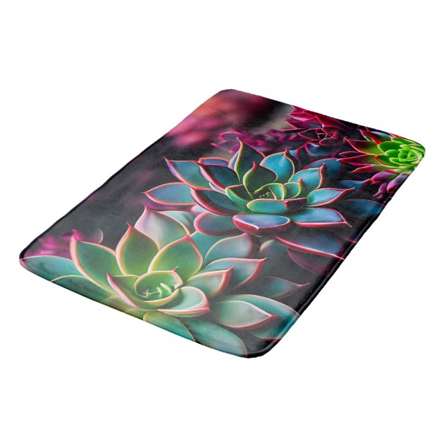 Vibrant Succulents Bath Mat (Angled)
