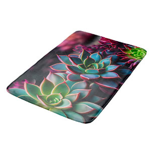 Vibrant Succulents Throw Pillow Bath Mat