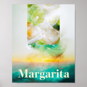 Vibrant Summer Bar Decor, Margarita Cocktail Poster