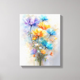  Vibrant Summer Bouquet in Vase Canvas Print