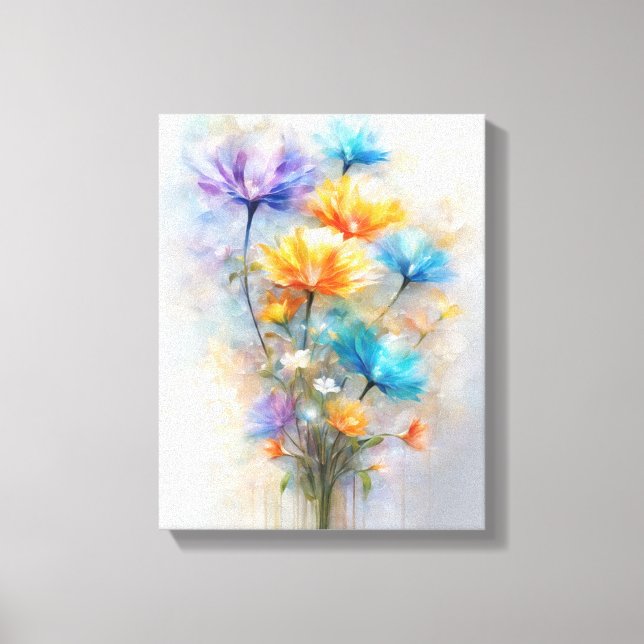  Vibrant Summer Bouquet in Vase Canvas Print (Front)