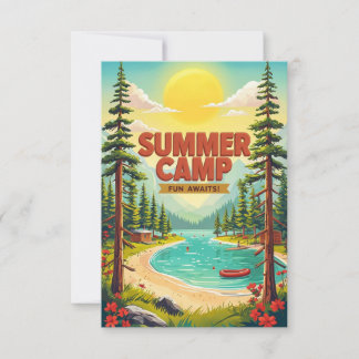 Vibrant Summer Camp Adventure Illustration  Card