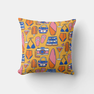Vibrant Summer Essentials Throw Pillow