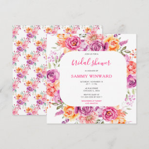 Vibrant Summer Floral Flowers Bridal Shower Invitation