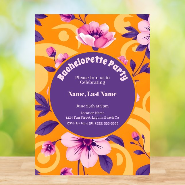 Vibrant Summer Flower Pattern – Dopamine Dressing Invitation (Vibrant Summer Flower Pattern – Dopamine Dressing-Bachelorette Party Invitation)