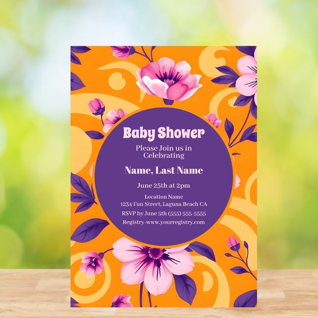 Vibrant Summer Flower Pattern – Dopamine Dressing Invitation (Vibrant Summer Flower Pattern – Dopamine Dressing-Baby Shower Invitation )