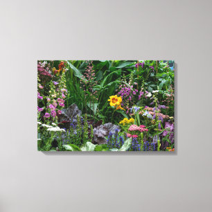 Vibrant Summer Garden Flowers Pattern Background Canvas Print