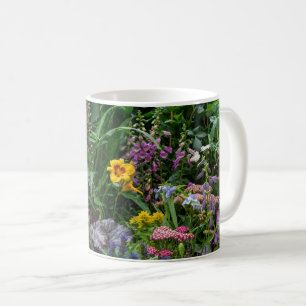Vibrant Summer Garden Flowers Pattern Background Coffee Mug