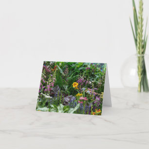 Vibrant Summer Garden Flowers Pattern Background Thank You Card