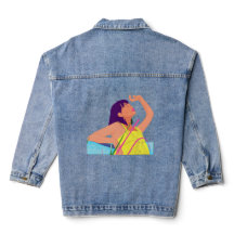 Vibrant Summer Girl Denim Jacket – Color Pop Art