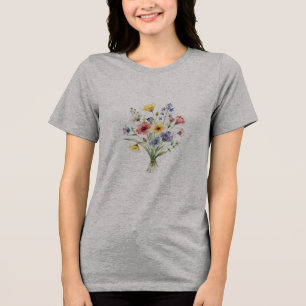 Vibrant Summer Meadow Bouquet Clean Edges Clipart Tri-Blend Shirt
