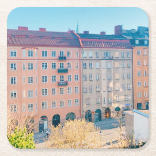 Vibrant summer´s day in Stockholm Square Paper Coaster