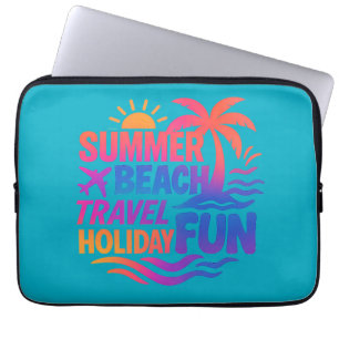 Vibrant Summer Typography Collage with Graphic Fus Laptop Sleeve
