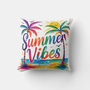 Vibrant Summer Vibes Throw Pillow