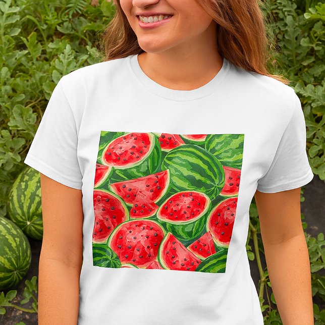 Vibrant Summer Watermelon Slices Pattern T-Shirt (Creator Uploaded)