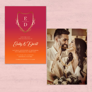 Vibrant Summer Wedding Monogram Photo  Save The Date