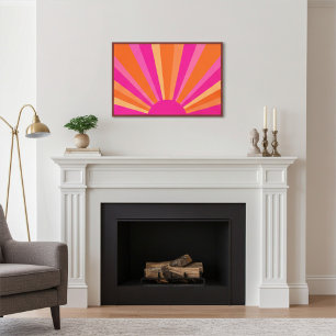 Vibrant Sunburst in Pink, Orange and Yellow Hues Poster