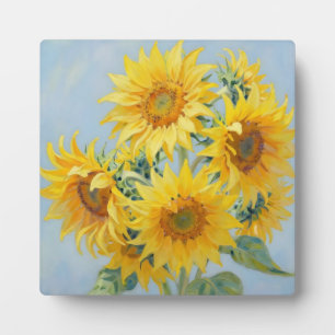 Vibrant Sunflower Bouquet Oil Painting Plaque