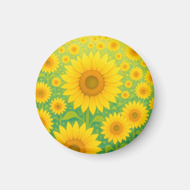 Vibrant Sunflower Field Pattern Magnet (Front)