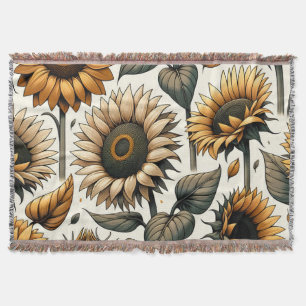 Vibrant Sunflower Pattern Throw Blanket
