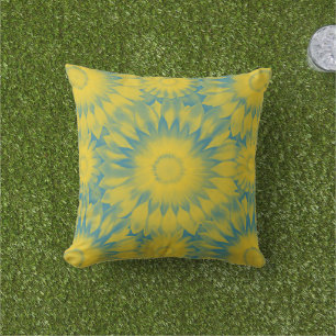 Vibrant Sunflower Tie-Dye Art Outdoor Pillow