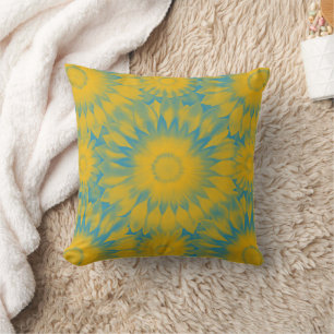 Vibrant Sunflower Tie-Dye Art Throw Pillow
