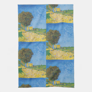 Vibrant Sunny Path & Yellow House by Van Gogh Kitchen Towel
