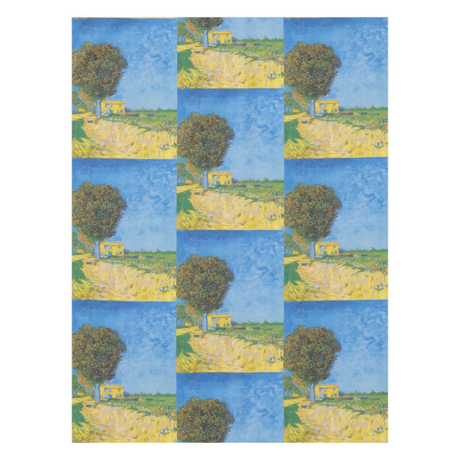 Vibrant Sunny Path & Yellow House by Van Gogh Tablecloth (Front)