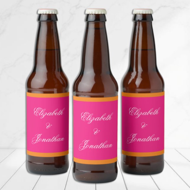 Vibrant Sunrise Minimalist Mix & Match Wedding Beer Bottle Label (Creator Uploaded)