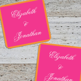 Vibrant Sunrise Minimalist Mix & Match Wedding Square Paper Coaster