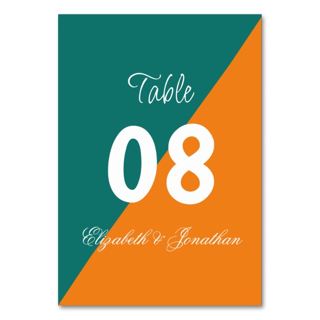Vibrant Sunrise Minimalist Mix & Match Wedding Table Number (Front)