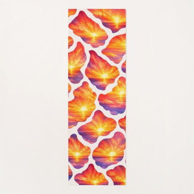 Vibrant Sunrise Ocean Pattern Yoga Mat (Front)