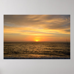 Vibrant sunrise over the ocean poster