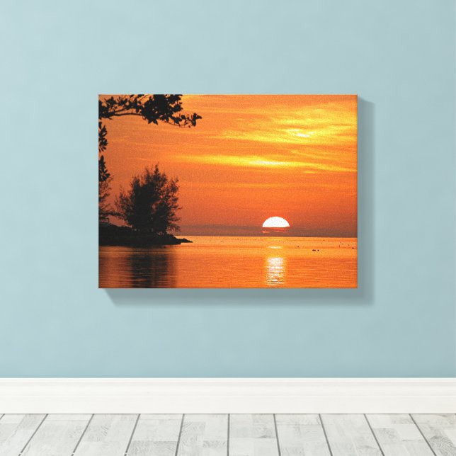 Vibrant sunset at key west Florida Canvas Print (Insitu(Wood Floor))
