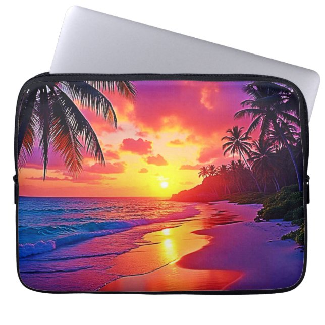 Vibrant Sunset Beach Dream Design Laptop Sleeve (Front)