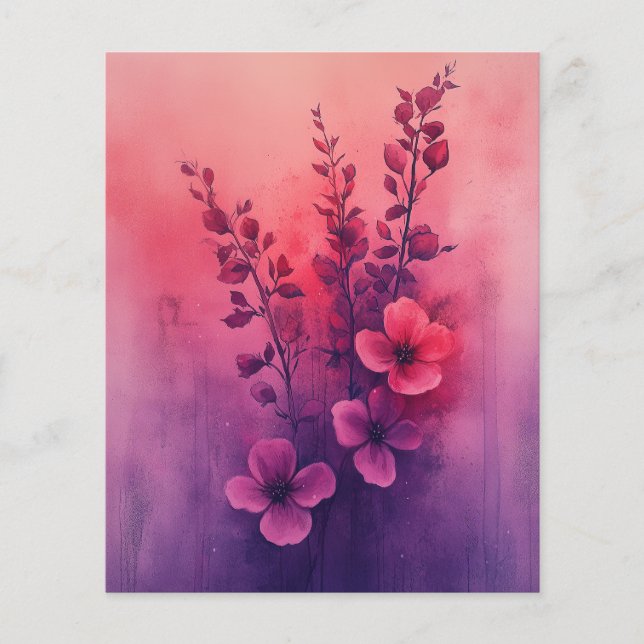 Vibrant Sunset Blossom Writing Paper (Front)