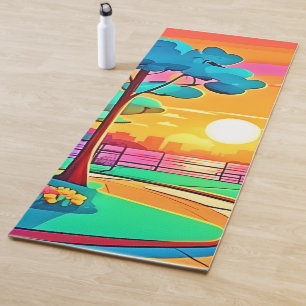 Vibrant Sunset Cityscape Yoga Mat