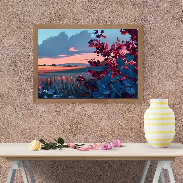 Vibrant Sunset Field Landscape Photo Print (Creator Uploaded)