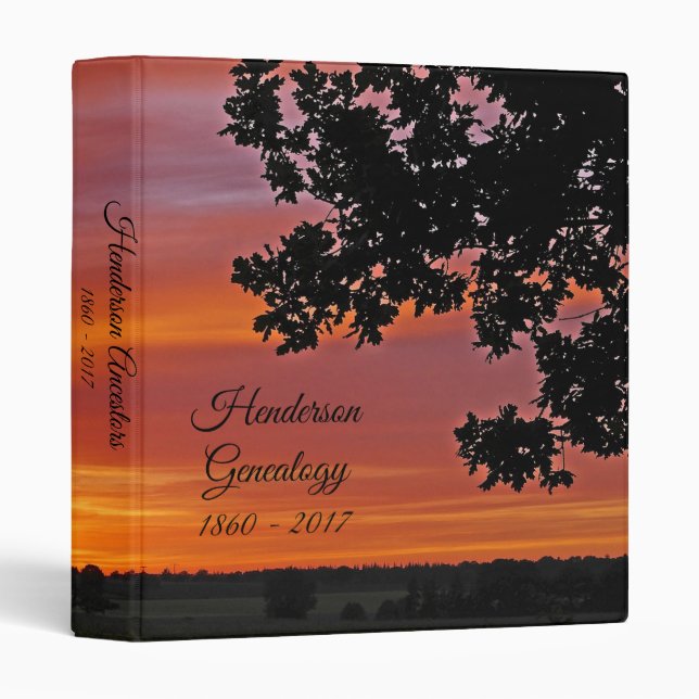Vibrant Sunset Genealogy Binder (Front/Spine)