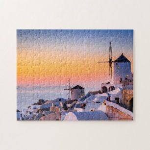 Vibrant sunset in Oia, Santorini  Jigsaw Puzzle