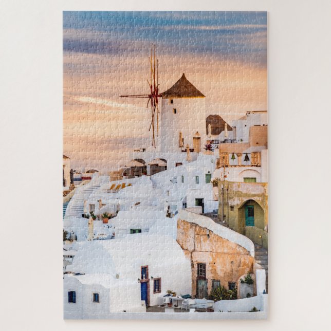 Vibrant sunset in Santorini Greece Jigsaw Puzzle (Vertical)