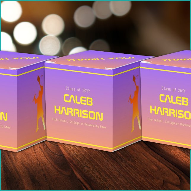 Vibrant Sunset Modern Tech Graduation Favor Box (Creator Uploaded)