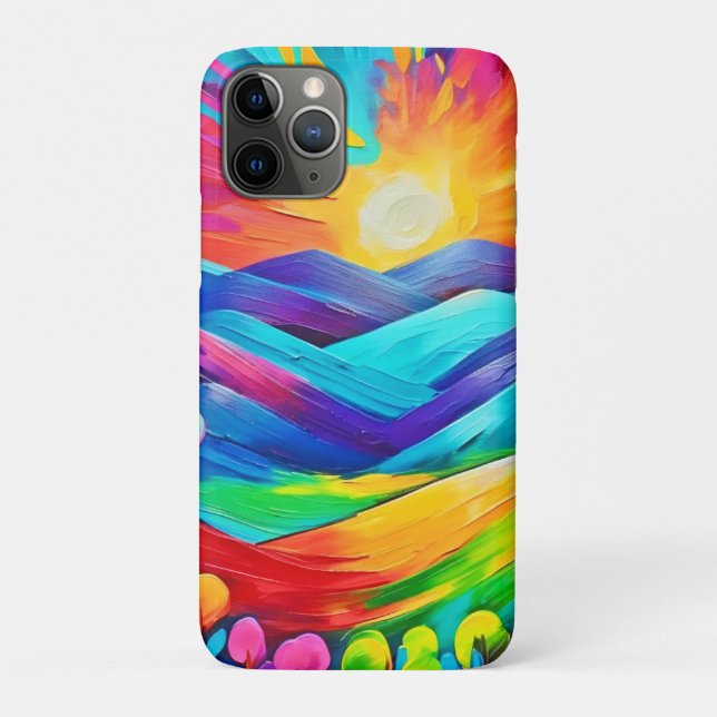 Vibrant Sunset Mountain Art Print Case-Mate iPhone Case (Back)