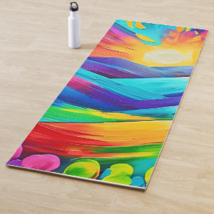 Vibrant Sunset Mountain Art Print Yoga Mat