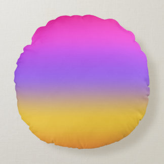 Vibrant Sunset Ombre Gradient Design Round Pillow
