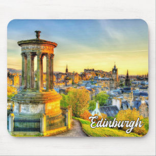 Vibrant Sunset Over Edinburgh, Scotland Mouse Pad